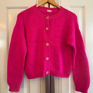 Pietsie 100% Alpaca Cardigan Sweater, Hand Knit, PINK!
